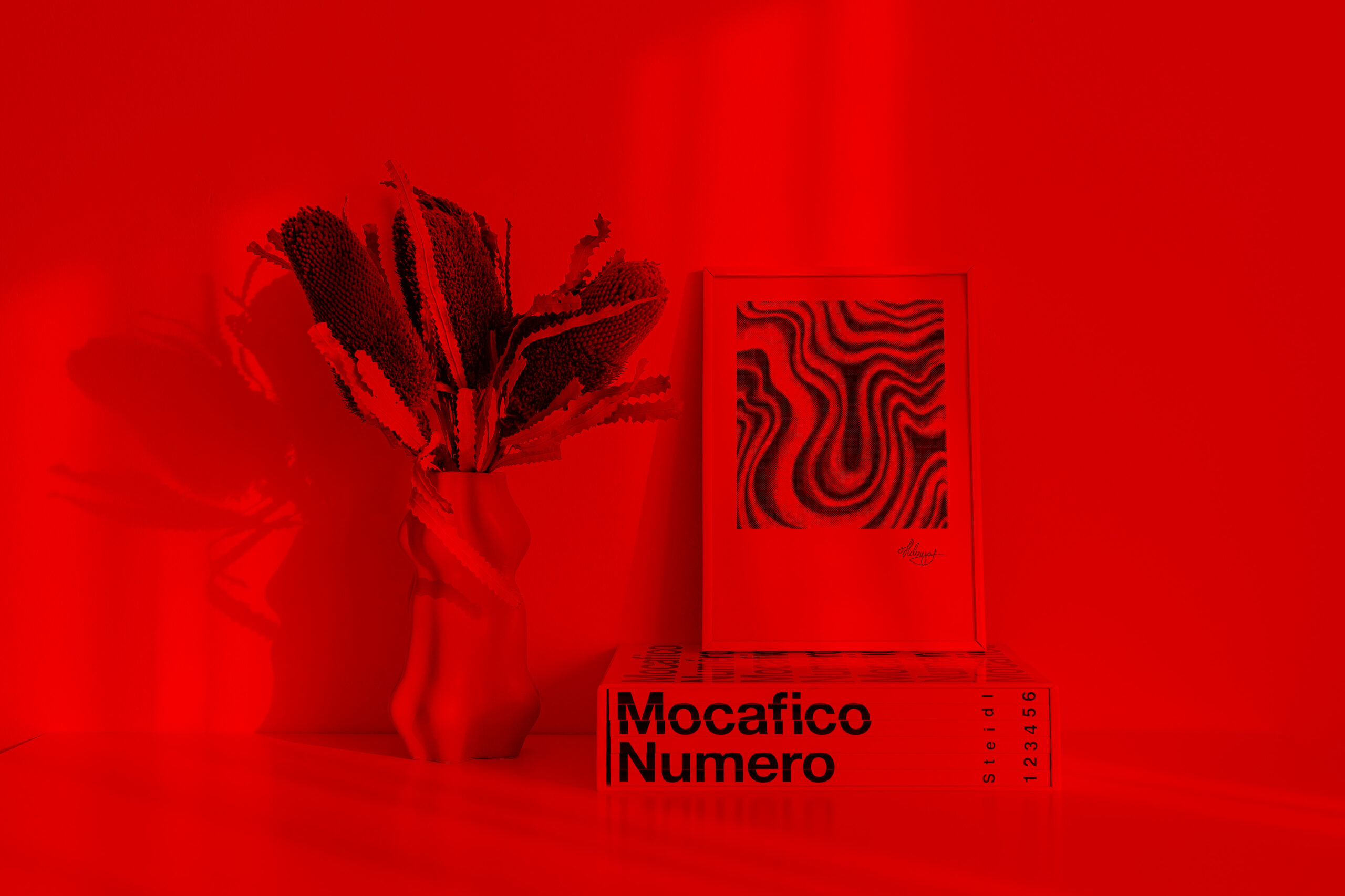 'UNDULATIONS': Light Reactive Digital Art Print / Postcard, Wall Decoration in a Variety of Sizes on Glossy Paper