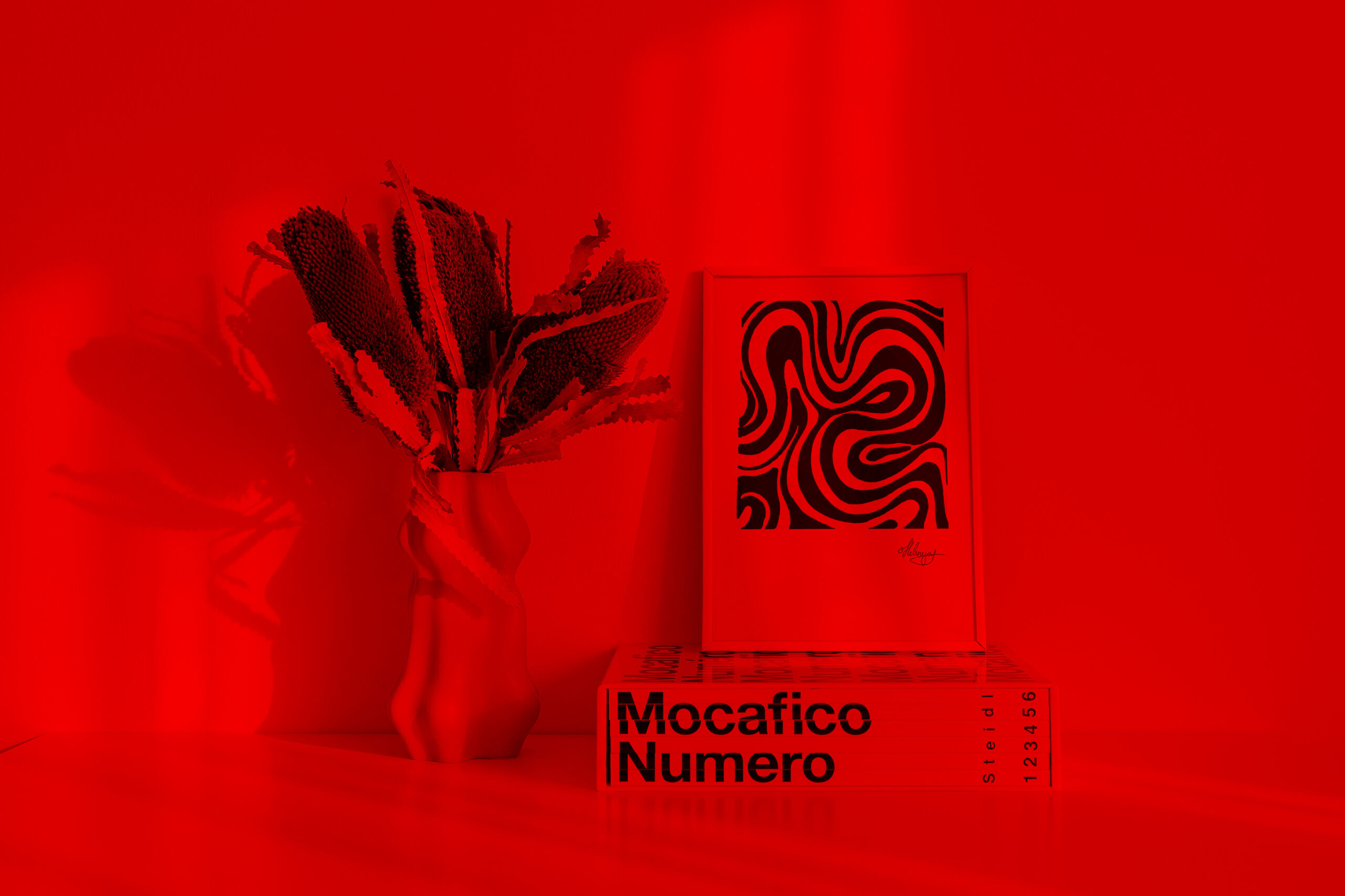 'WAVY III': Light Reactive Digital Art Print / Postcard, Wall Decoration in a Variety of Sizes on Glossy Paper