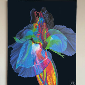 'IRIS': Light-Reactive Painting - Original Acrylic on Canvas, One-Of-A-Kind, Satin Finish Varnish, Signed & Dated