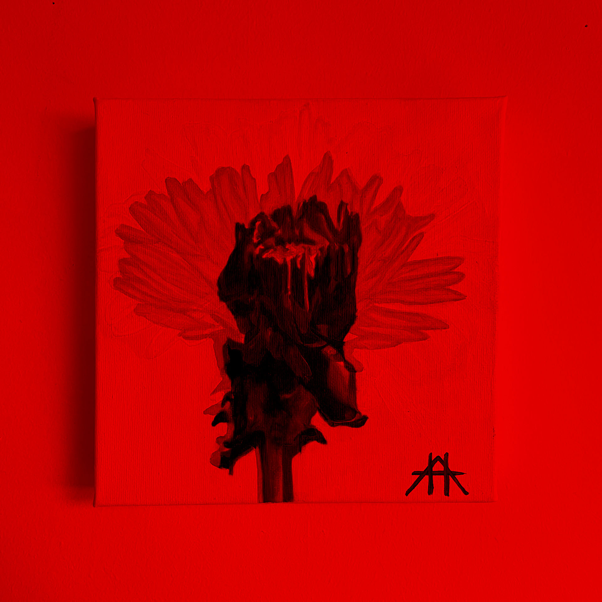 'DANDELION II': Light-Reactive Painting - Original Acrylic on Canvas, One-Of-A-Kind, Satin Finish Varnish, Signed & Dated