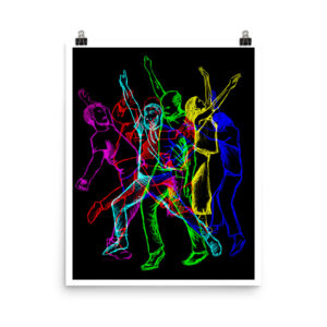 ‘DANCERS’: Light Reactive Digital Art Poster, Wall Decoration in a Variety of Sizes on Matte Paper