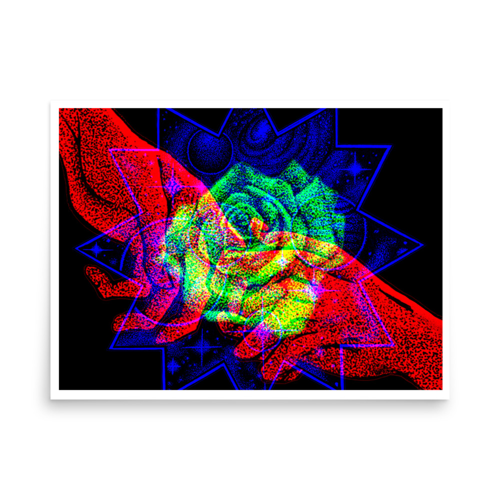 ‘REACH’: Light Reactive Digital Art Poster, Wall Decoration in a Variety of Sizes on Matte Paper