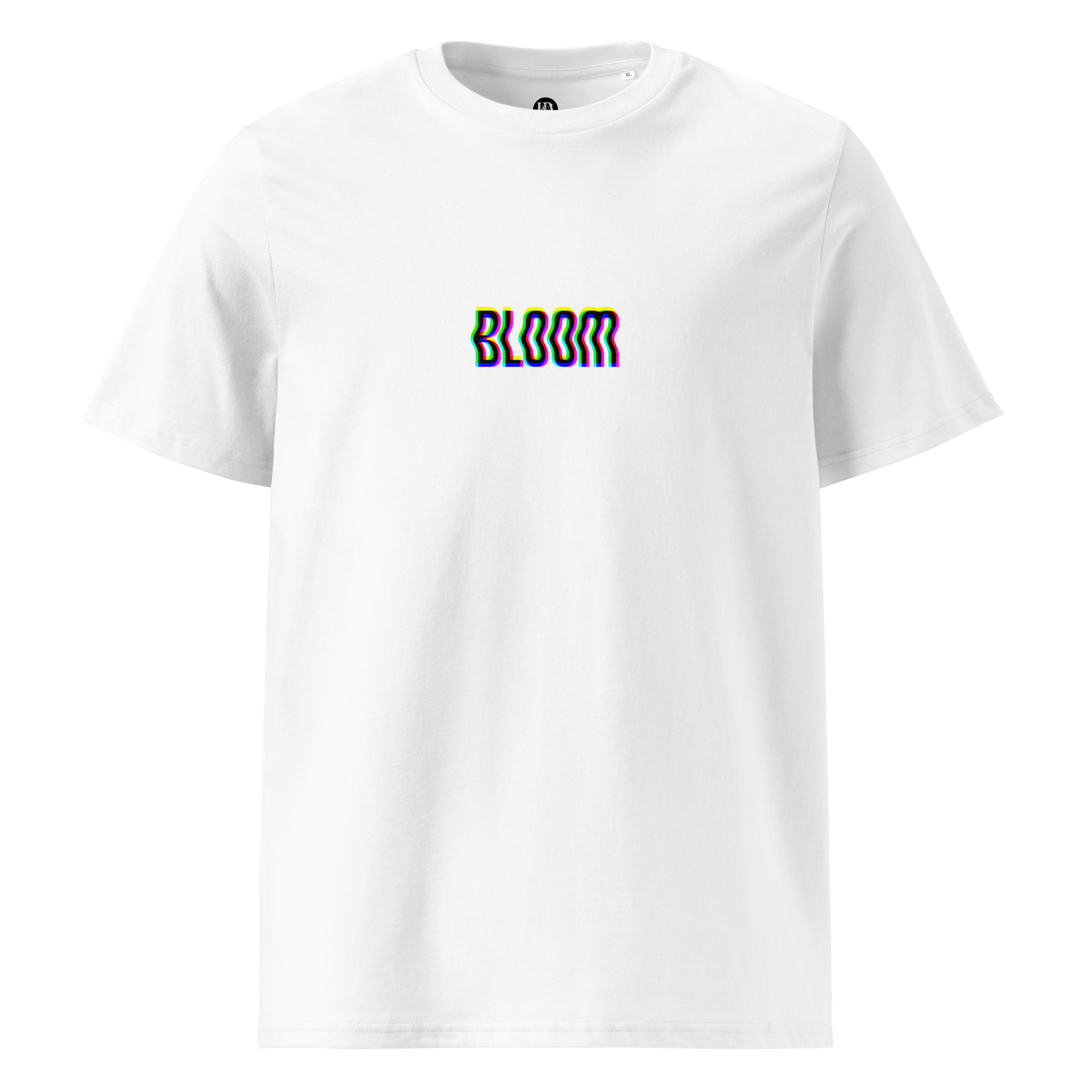 'BLOOM / LILY': White Unisex 100% Organic Cotton T-shirt, Wearable Light-Reactive Art Design, Colourful Graphic Tee - Perfect for Parties, Raves  and Festivals, Available in a Variety of Sizes