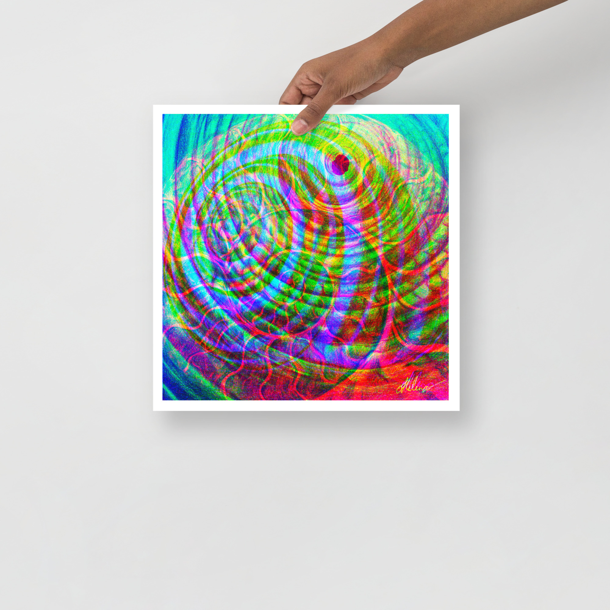 'SHIFTING SPIRALS I': Light Reactive Digital Art Print / Poster, Wall Decoration in a Variety of Sizes on Matte Paper