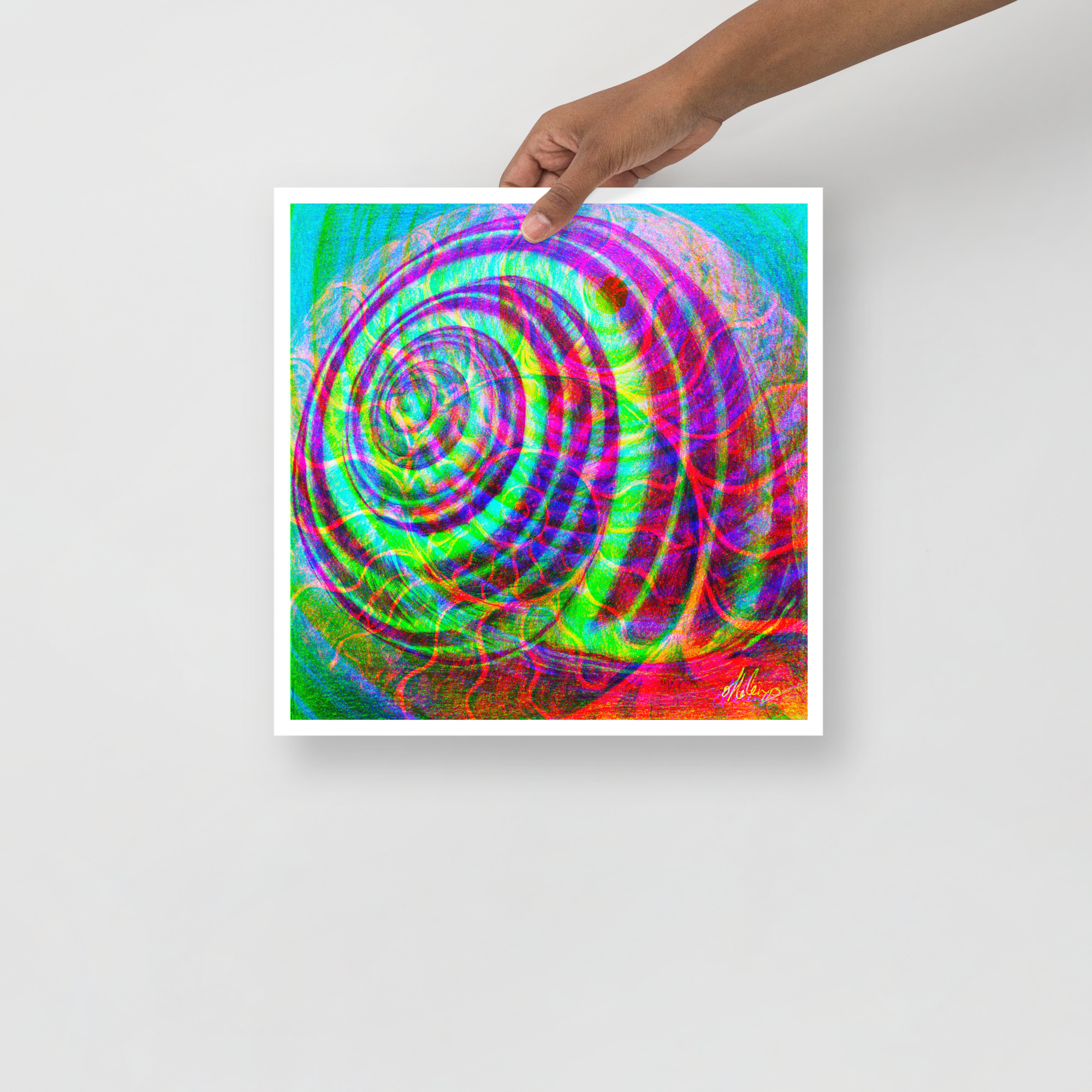 ‘SHIFTING SPIRALS II’: Light Reactive Digital Art Print / Poster, Wall Decoration in a Variety of Sizes on Matte Paper
