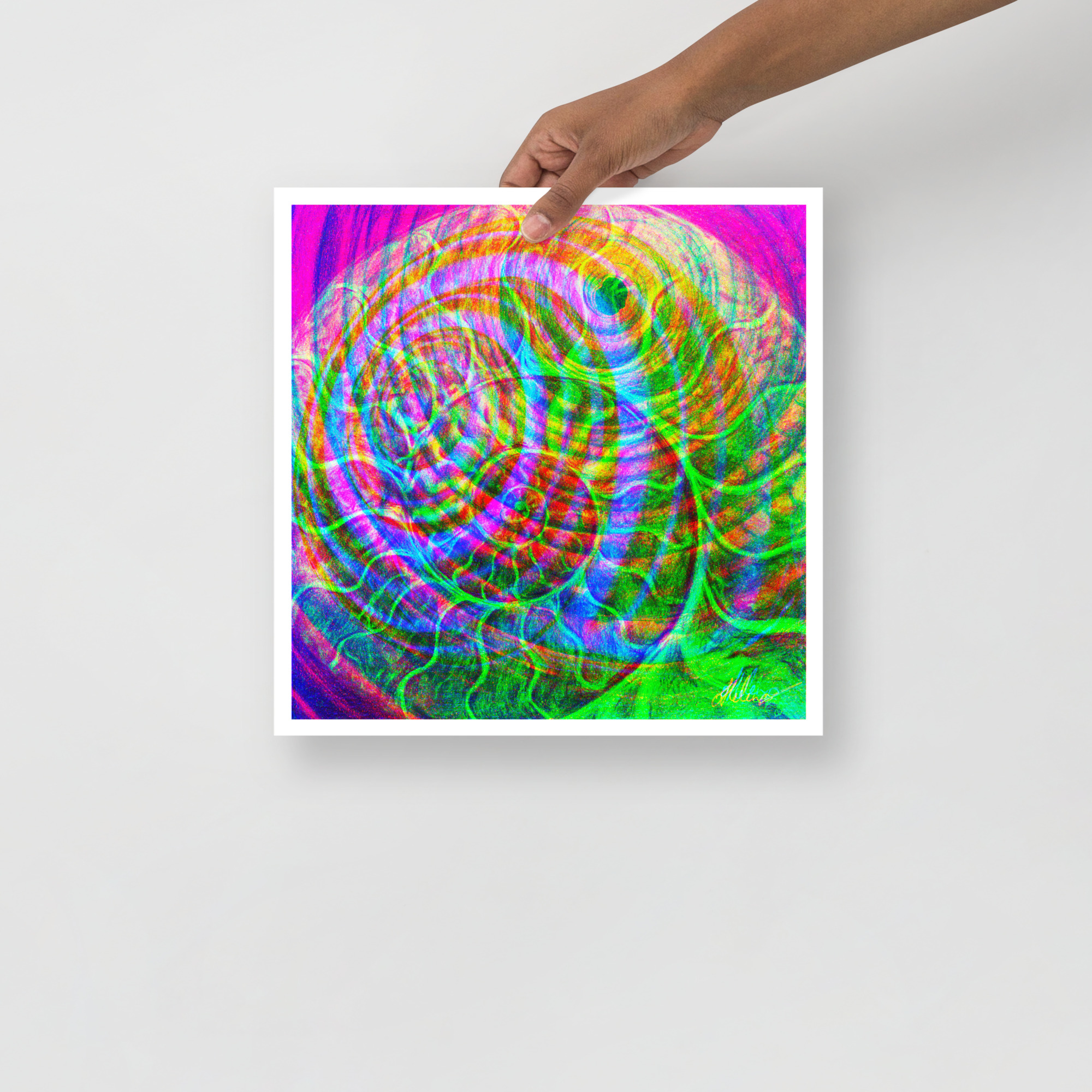 ‘SHIFTING SPIRALS III’: Light Reactive Digital Art Print / Poster, Wall Decoration in a Variety of Sizes on Matte Paper