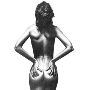 ‘Female Figure V': Original A3 Sketch used in Light Reactive Digital Art, One of a kind, Graphite on Cartridge Paper