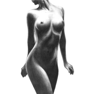 ‘Female Figure VI': Original A3 Sketch used in Light Reactive Digital Art, One of a kind, Graphite on Cartridge Paper